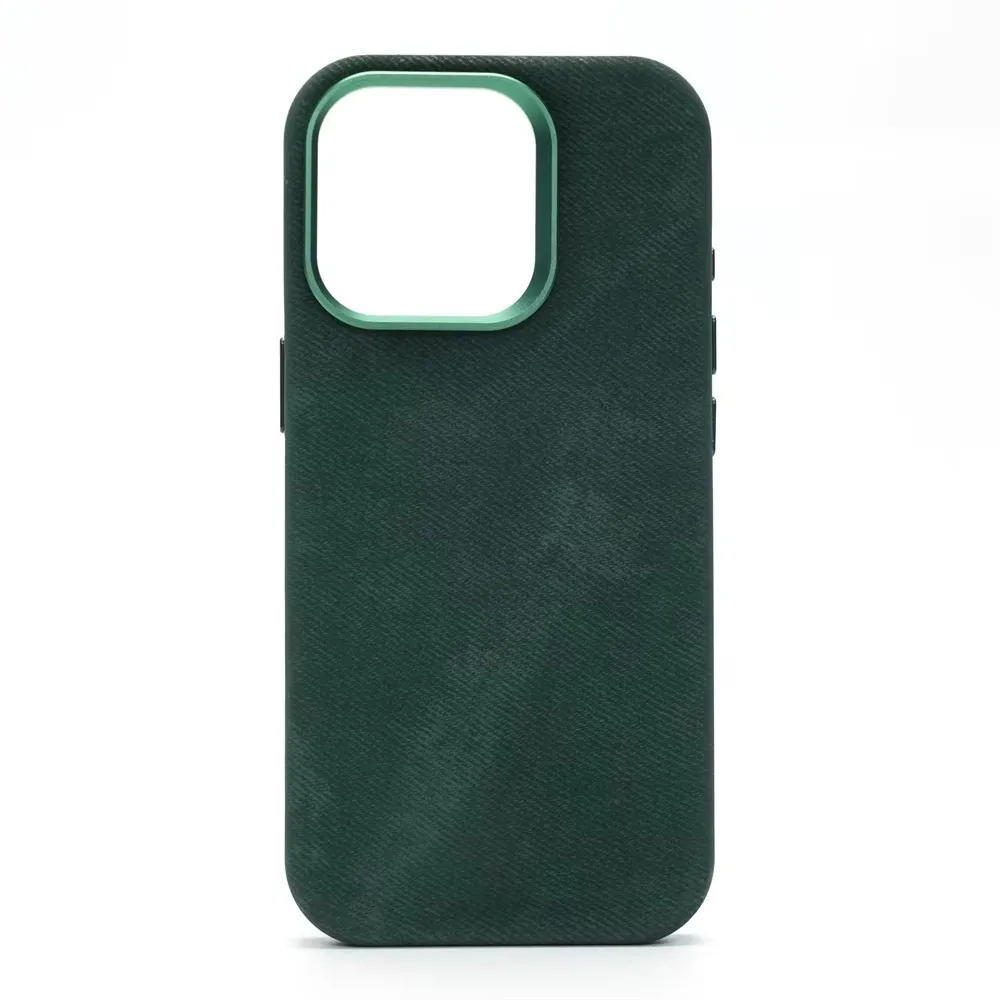 Premium MagSafe Fiber Leather Case with Magnetic Wireless Charging and Shockproof Alloy Lens Cover