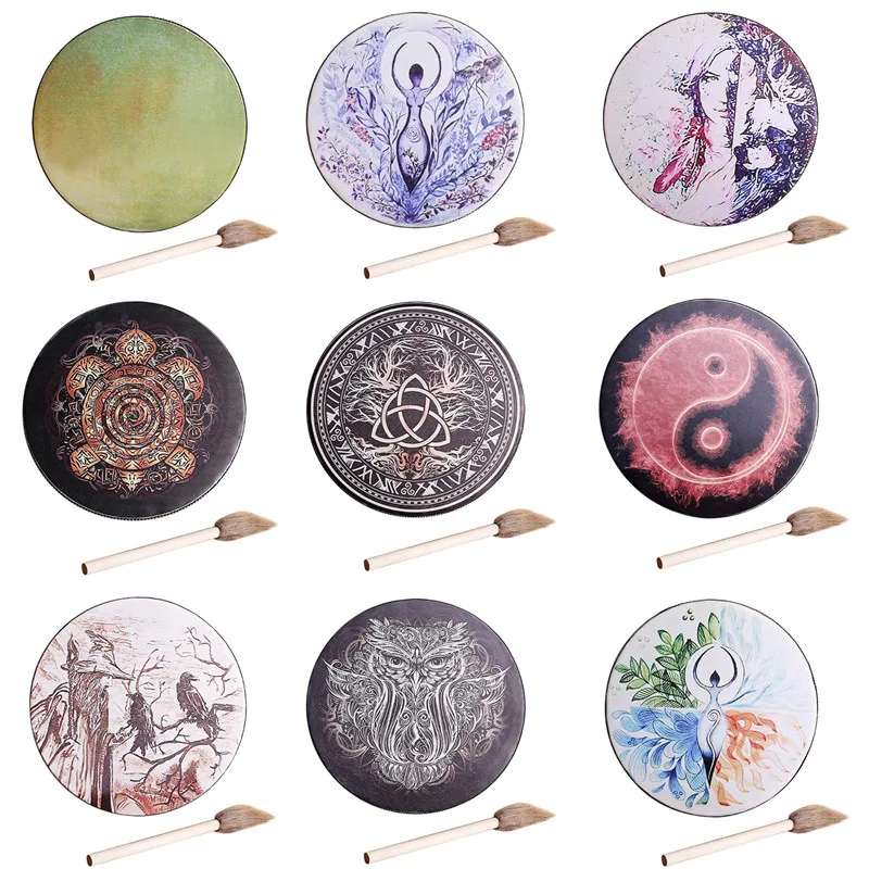 Shamanic Ethereal Drum With Drum Mallet Kits, Symbol Of Siberian Spiritual Music Sound Healing For Kids Adults