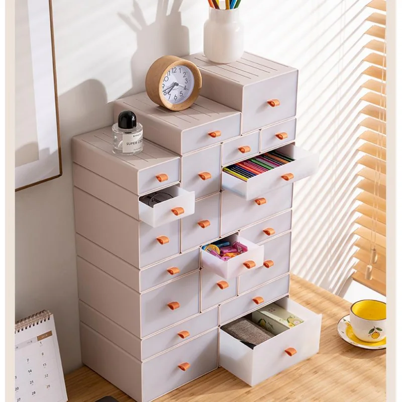 

Desktop Storage Box Pure White Plastic Student Dormitory Office Finishing Storage Solid Color Drawer Storage Box Home Organizer
