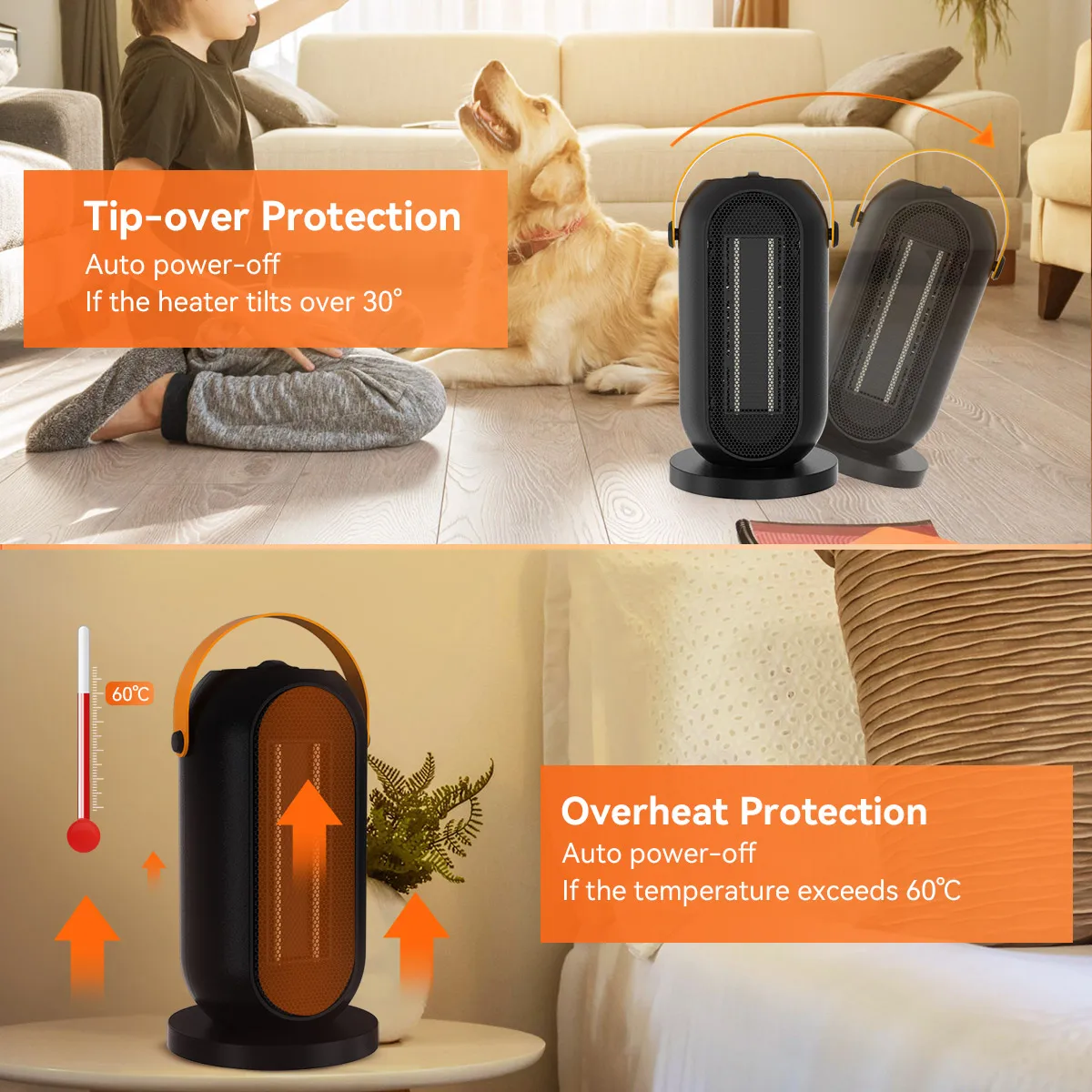 Portable Electric Space Heater 1500W Ceramic Heater with Thermostat Heat in  Minutes Safe Quiet for Office Room Desk Indoor - AliExpress