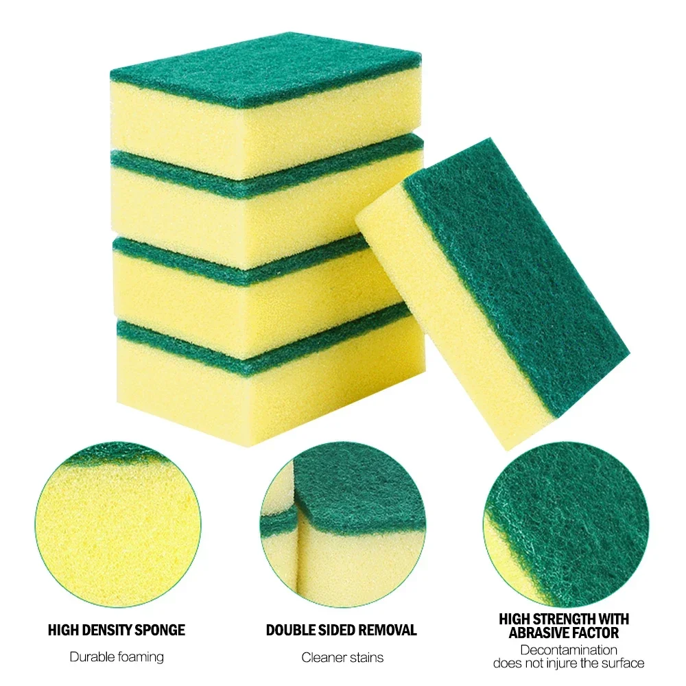 10/20pcs Reusable Double-Sided Cleaning Sponge Dishwashing Cleaning Wipe Household Scouring Pad Sponge Set Kitchen Accessories 5