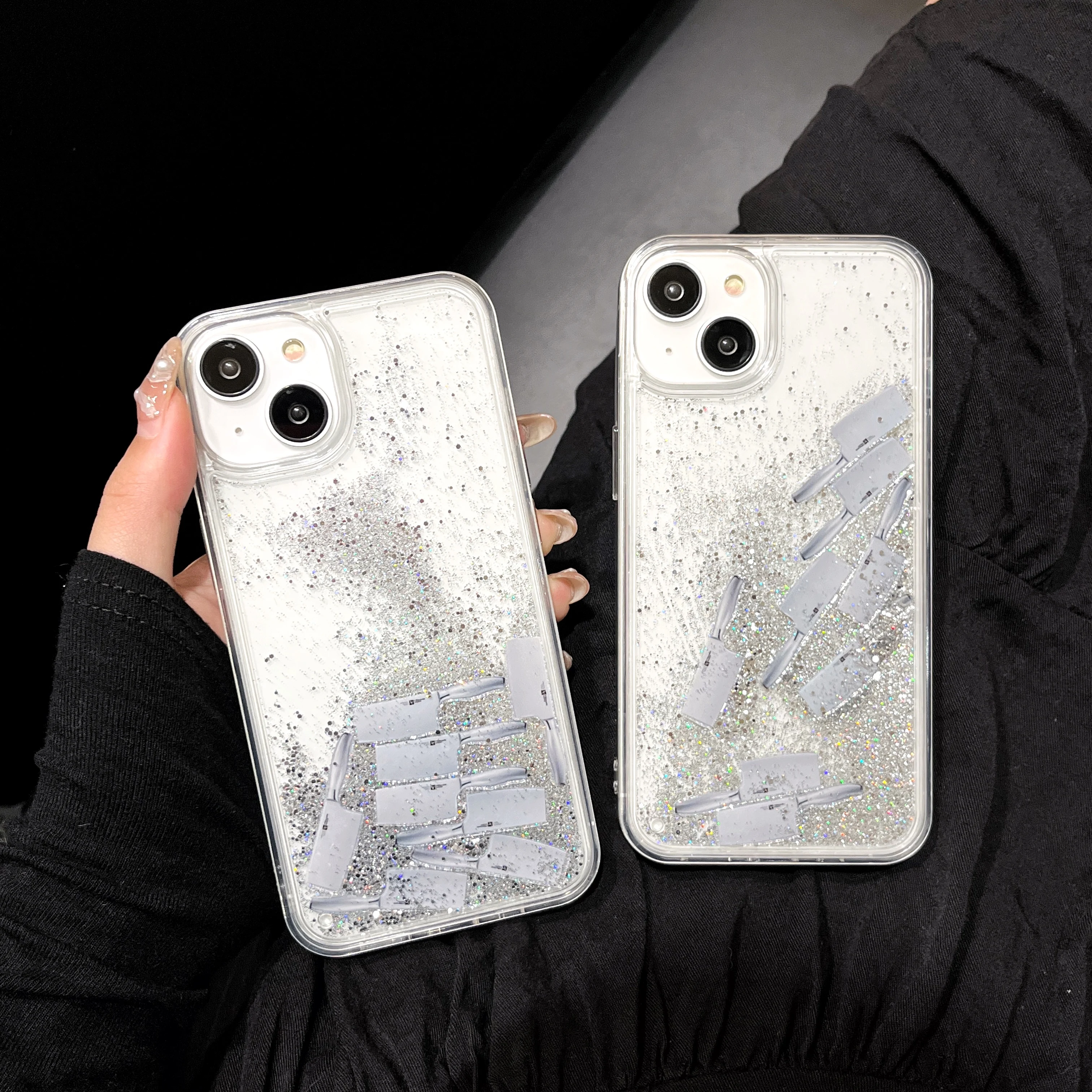 

3D quicksand transparent pattern for iphone 14Promax 14Pro 14 15 15Promax 12Pro 12 13Pro 13Promax 13 11 Straight edge hard shell