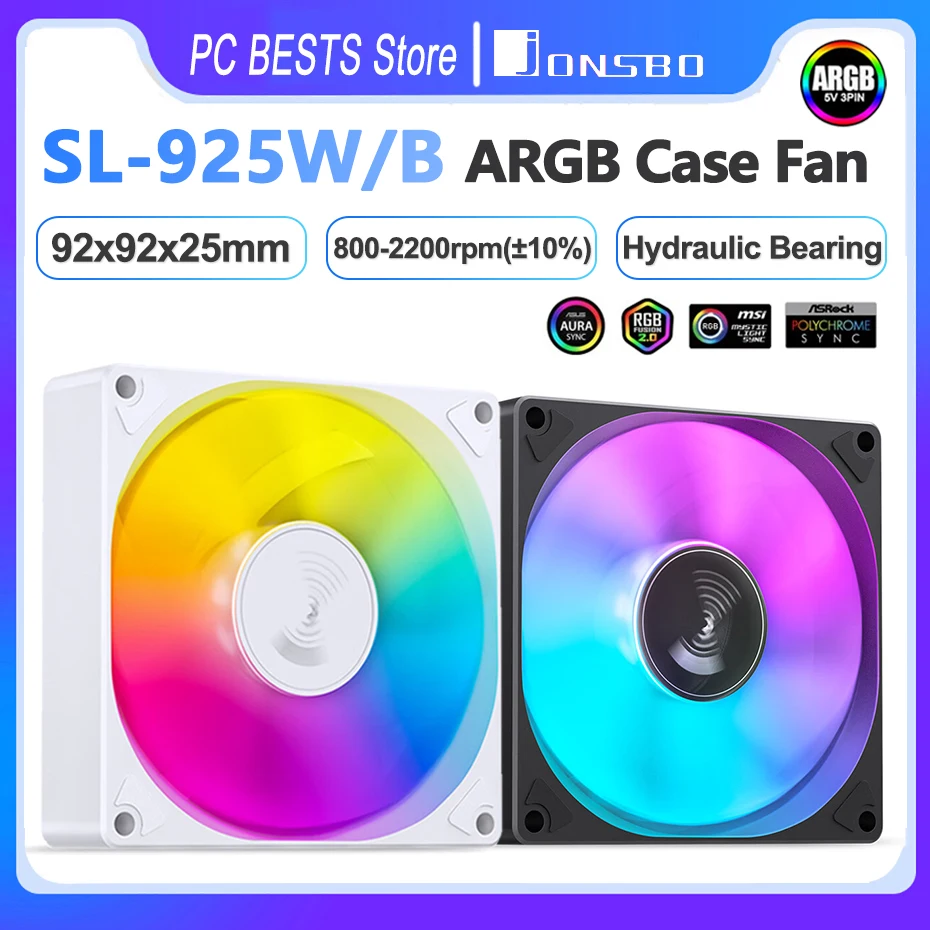 Jonsbo SL-925 925B ARGB Case Fan 5V 3PIN 90mm Hydraulic Bearing PWM CPU ...