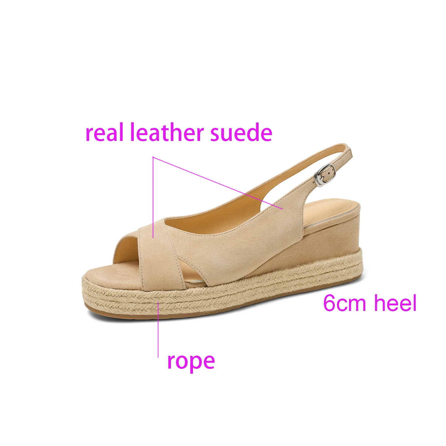 Sandales compensées à plateforme en cuir de vachette et daim EAGSITY, espadrilles à talons hauts pour femmes, escarpins à bride cheville_voghion.com