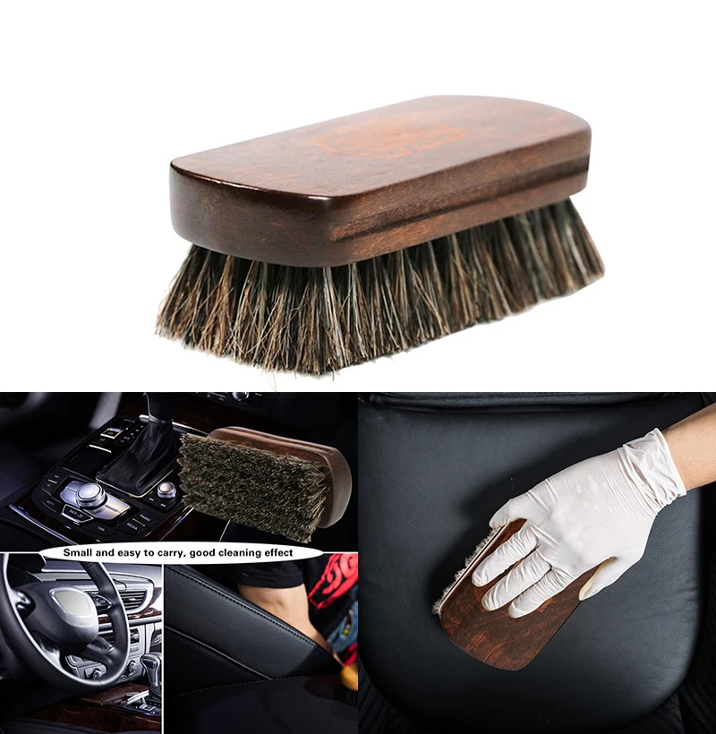 Horsehair Leather Textile Cleaning Brush For Car Interior Furniture