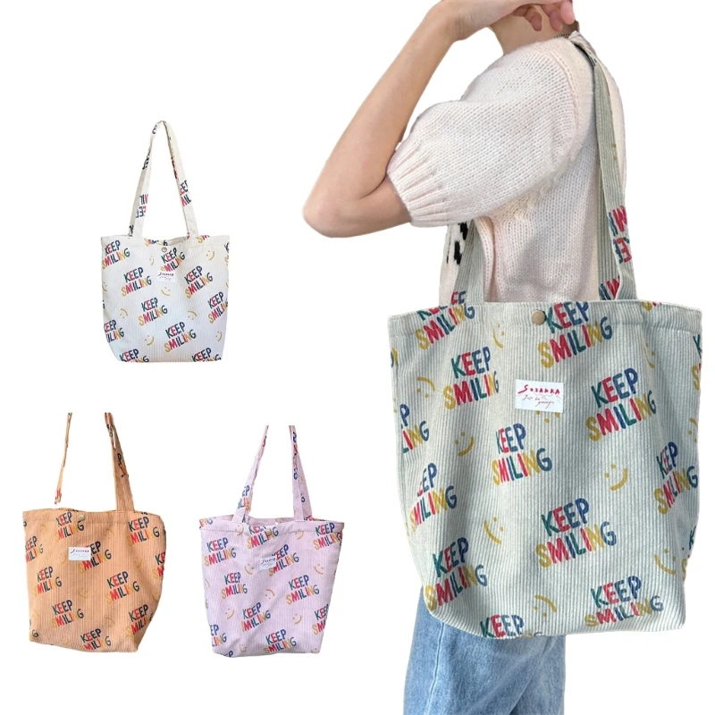 

Shoulder Bag Corduroy Bag Versatile Shopping Bag Large Capacity Handbag for Girl Women Fashion School Bags Trendy Tote