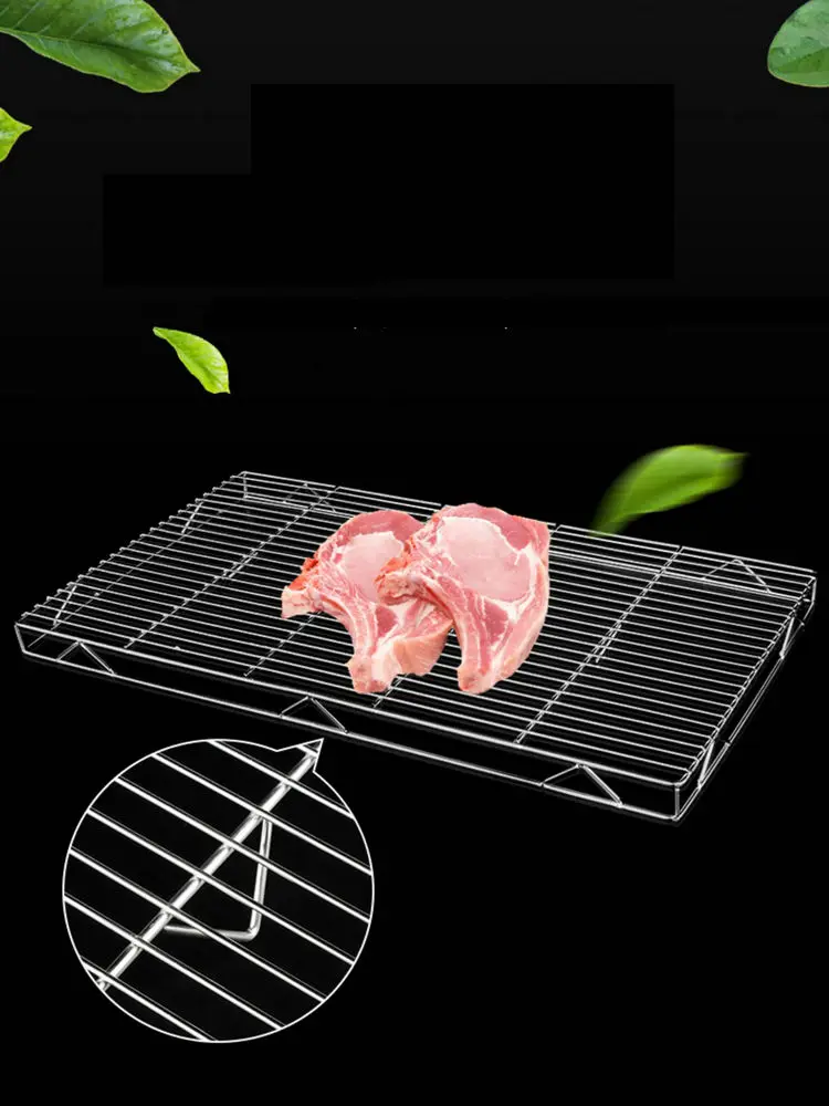 BIg Size Stainless Steel 304 Food Grade BBQ Charcoal Grate Barbecue Grill Wire Grid Mesh Net with V Feet for Water Oil Draining