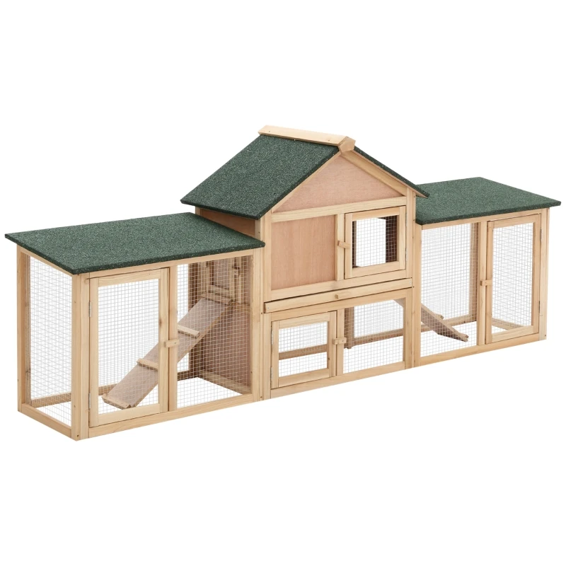 Outdoor Rabbit House 83" 2 Story Deluxe XL Wooden Rabbit Hutch Big