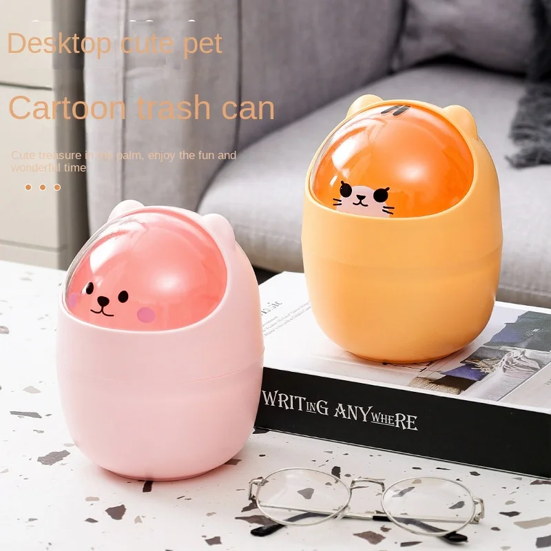 Desktop trash can Trash can Cute Cartoon Cat Desktop Waste Bin for Home & Office Mini Garbage Cans with Lid