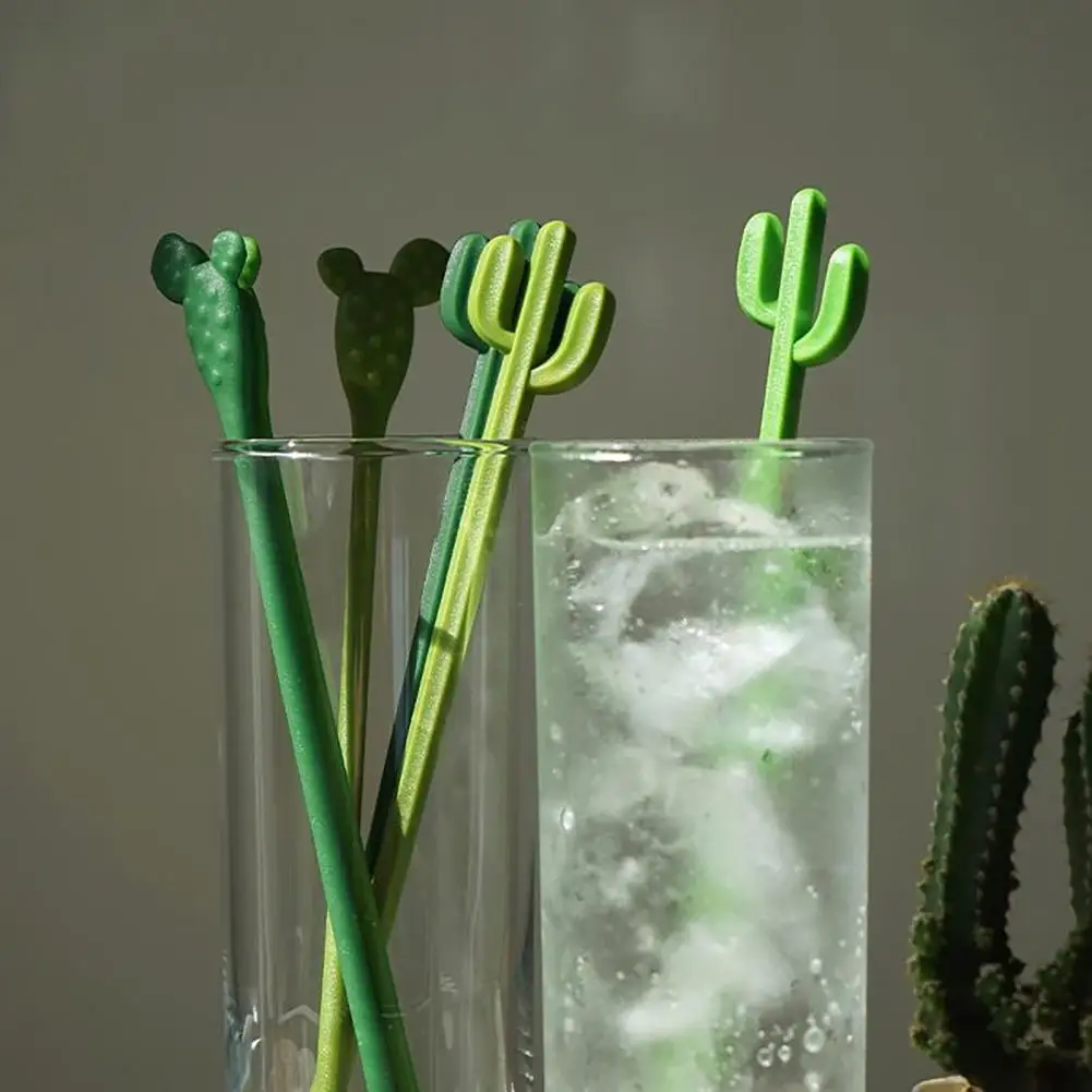 6Pcs Stirring Rods Reusable Cactus Shape Plastic Drink Stirrers Wedding Birthday Cocktail Party Supplies for Dining Room plastic drink stirrers