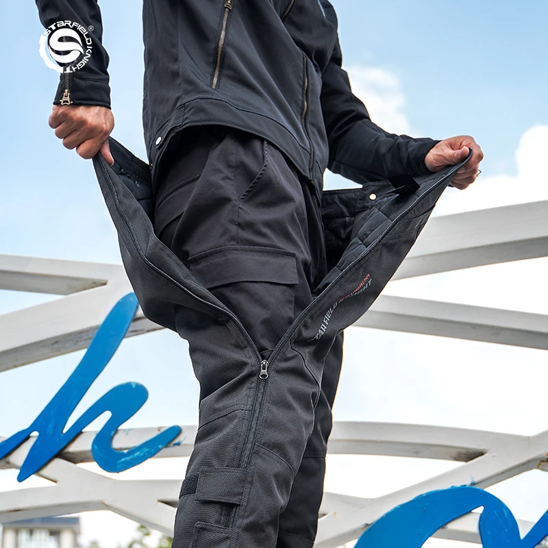 

Men Winter Splash-proof Quick Take-off Motorcycle Pants Windproof Warm Cotton Liner CE Protector Armor Motorcycle Riding Gear