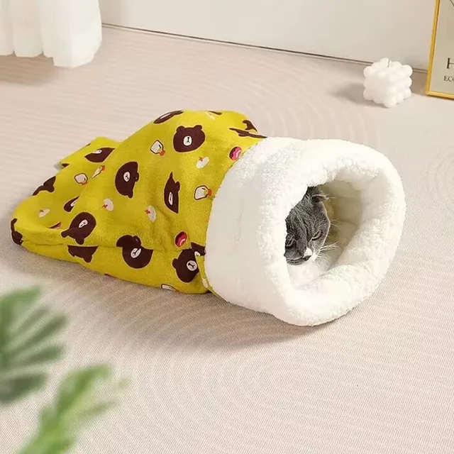 Cat Plush Sleeping Bag Winter Pet Warm Hiding House Soft Thickened Drilling Nest For Kitten Puppy 5