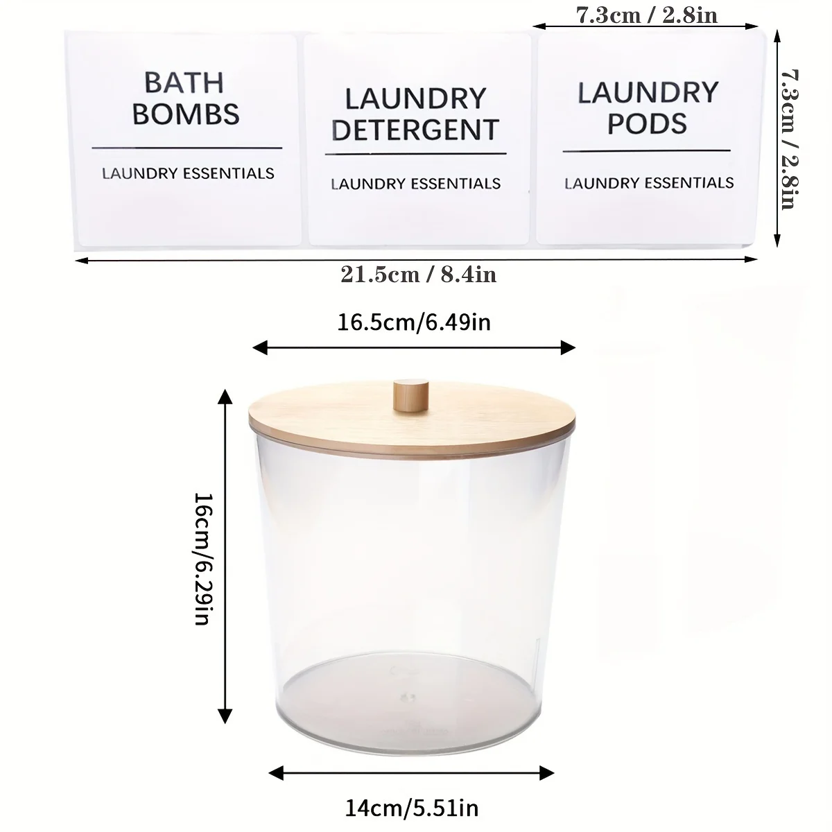 1pcs/2pcs Large Clear Laundry Container for Organizing, Plastic Laundry Dispenser Jars with 3 Bamboo Lids and 3 Labels 6