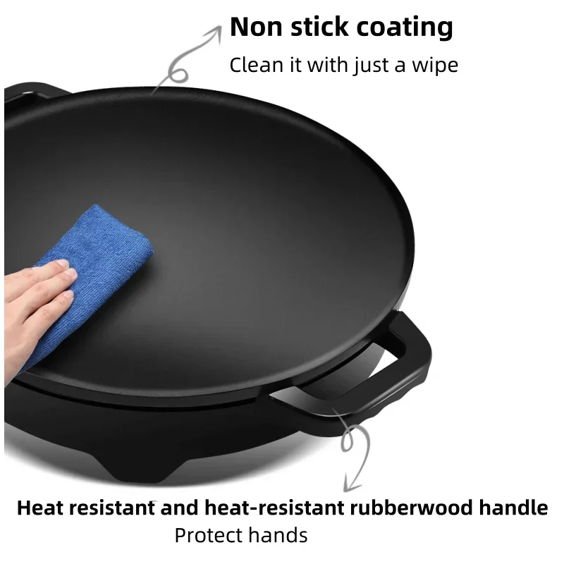 220V Diameter 40CM Round Shape Commercial Electric Skillets Griddle Non-stick Pancake Pan Five Level Firepower Adjustment steak