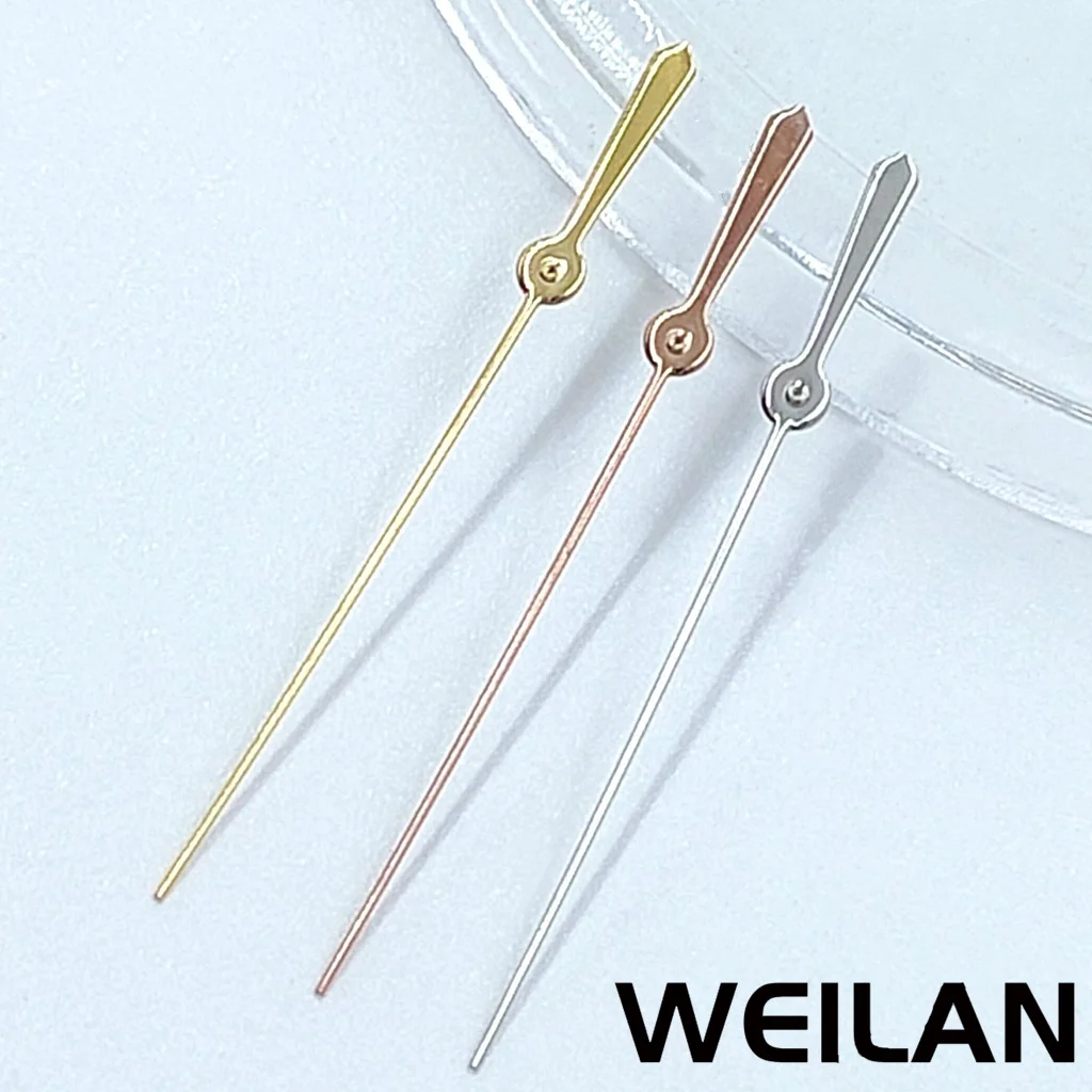 Elegant Silver Gun Red Gold White Watch Hands, Single Second Hand Design