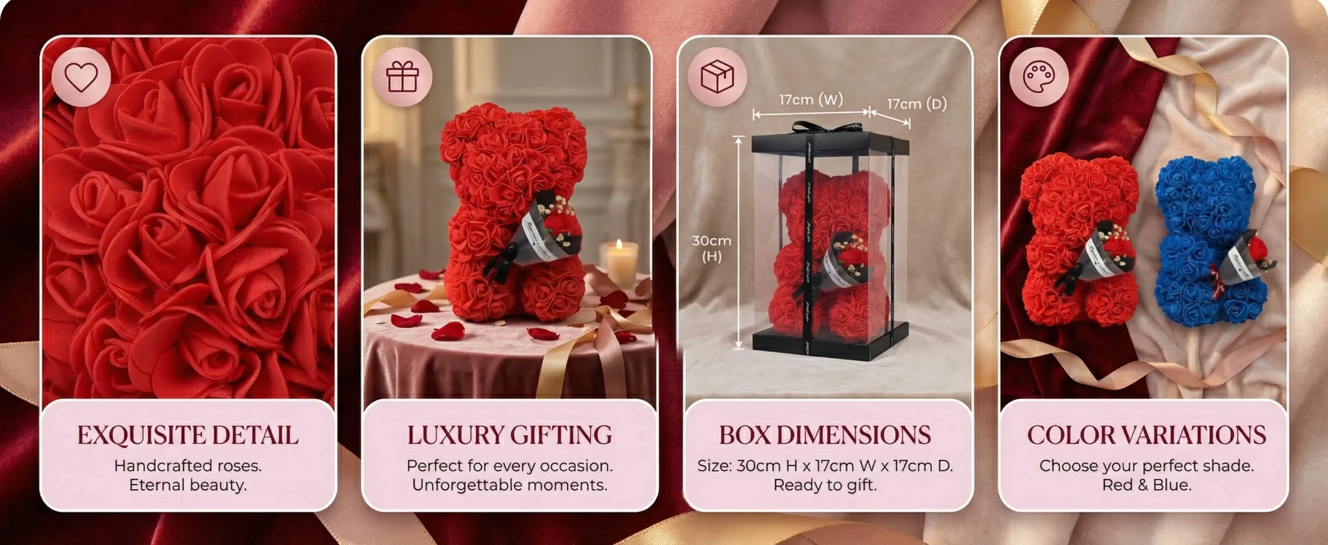 25cm Rosenbär mit künstlichem Schaumstoffblumenstrauß Romantisches Geschenk für Valentinstag und Jahrestage Keine Box enthalten – Detail 4