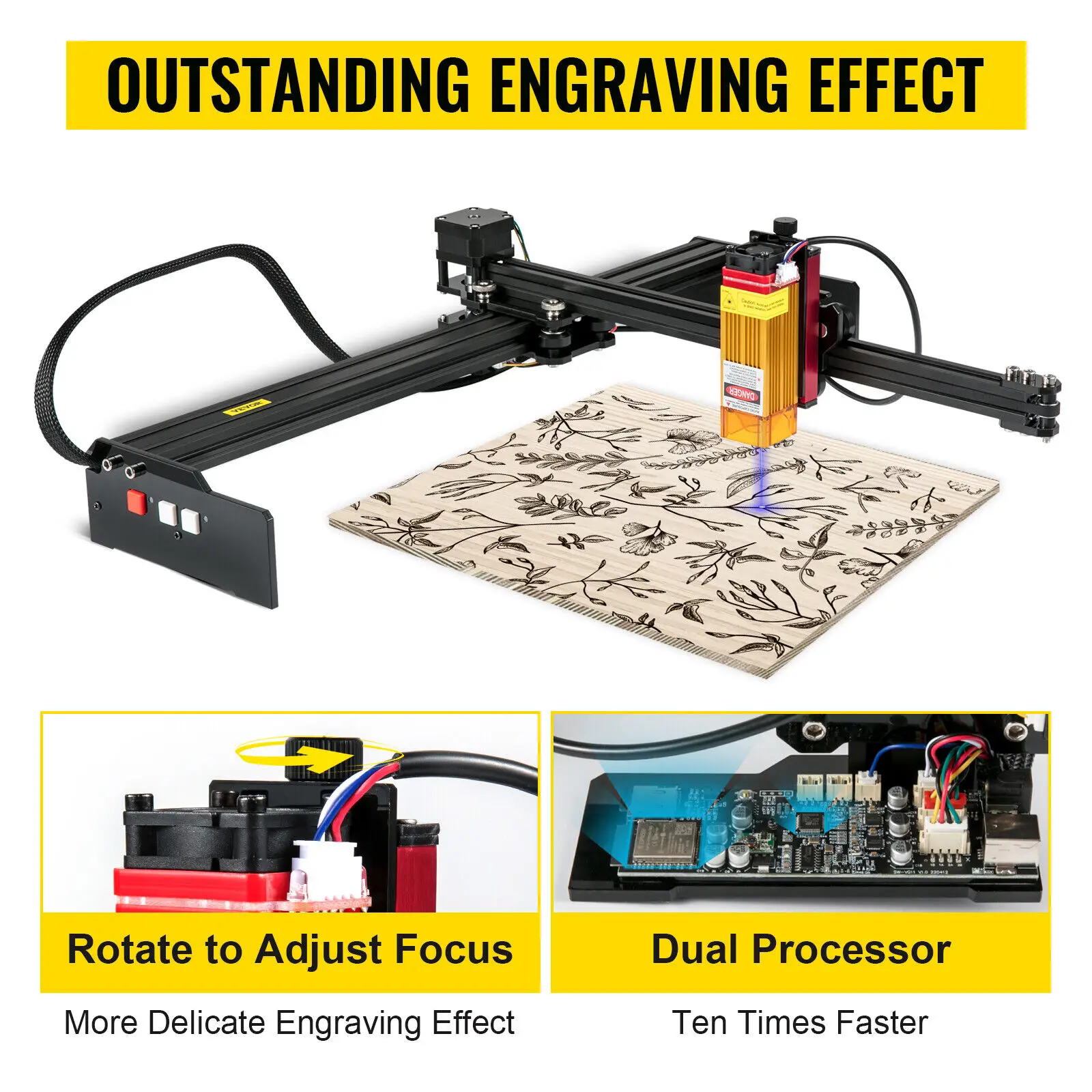 VEVOR Portable Laser Engraver 10.6"x17.3" Large Engraving Area 5.5W
