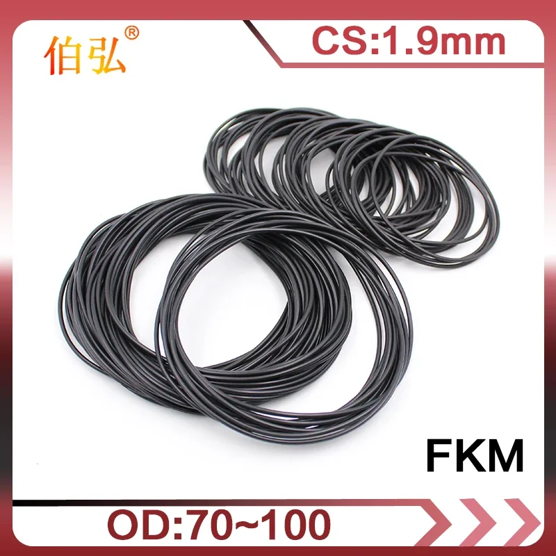 

1PC Rubber Ring Black FKM O-rings Seals 1.9mm Thickness OD70/72/75/80/85/90/95/100mm O Ring Gasket Oil Ring Sealing Washer