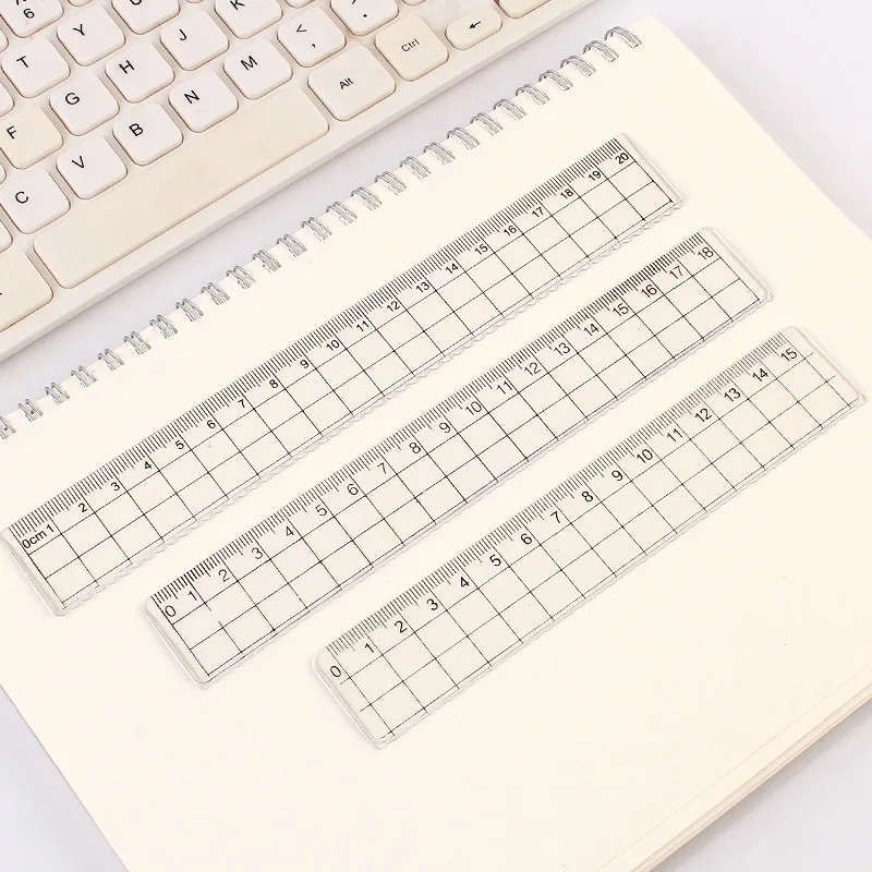 Ruler Set Drawing Ruler Straight Ruler Plastic Ruler 1pcs 15cm 18cm 20cm Transparent Simple Square Ruler Cute Stationery Drawing Supplies