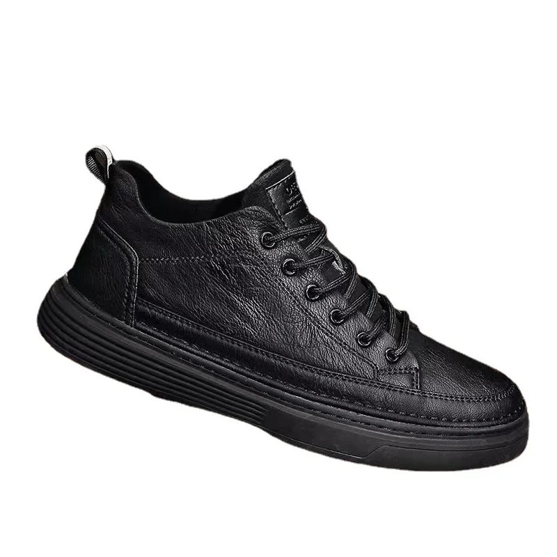 Leather Men Casual Shoes Comfort Platform Shoes for Men Walking  Male Ankle Vulcanized Shoes Tenis Masculino 4
