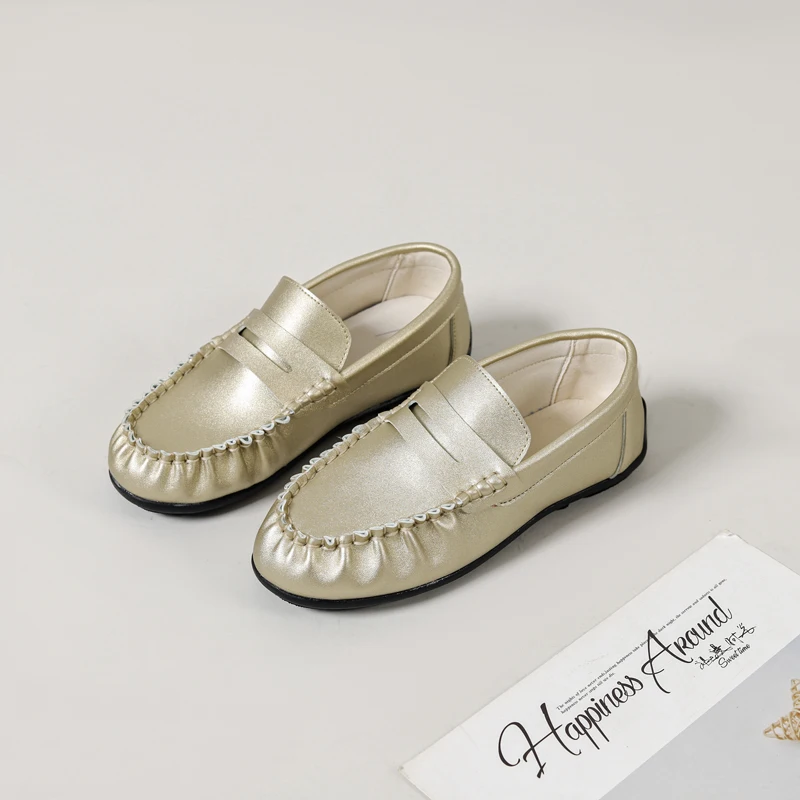Spring Kids Shoes Children Casual Shoes Baby Girls Slip On Penny Loafers Toddler White Fashion Flats Boys School Moccasin New 4