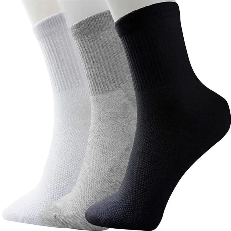 Breathable Men's Socks Black White Socks Businness Casual Crew Long Sock Mide Tube Men Mesh Thin Summer Socks Calcetines Hombre