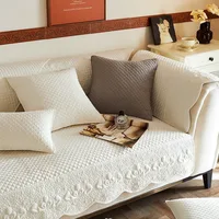 Single Retro Heavy Embroidered Yarn-dyed Pure Cotton Sofa Cushion Living Room Cushion Sofa Cover Towel Four Seasons 1