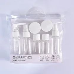 7-Piece Portable Travel Bottle Set for Toiletries and Skincare (White)