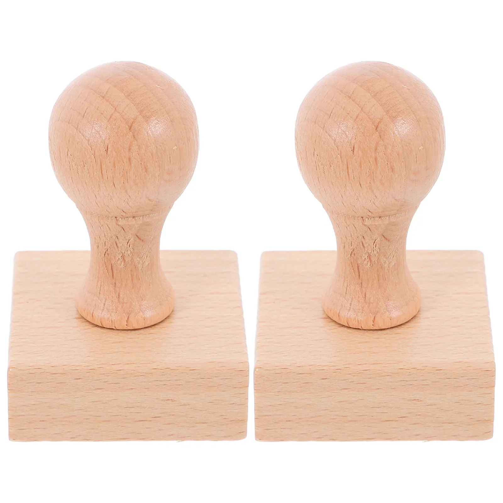 2Pcs 손으로 만들어진 나무 공예 스탬프 어린이를위한 DIY 빈 스탬프 블록 창의력 스크랩북 저널링 교실 공예