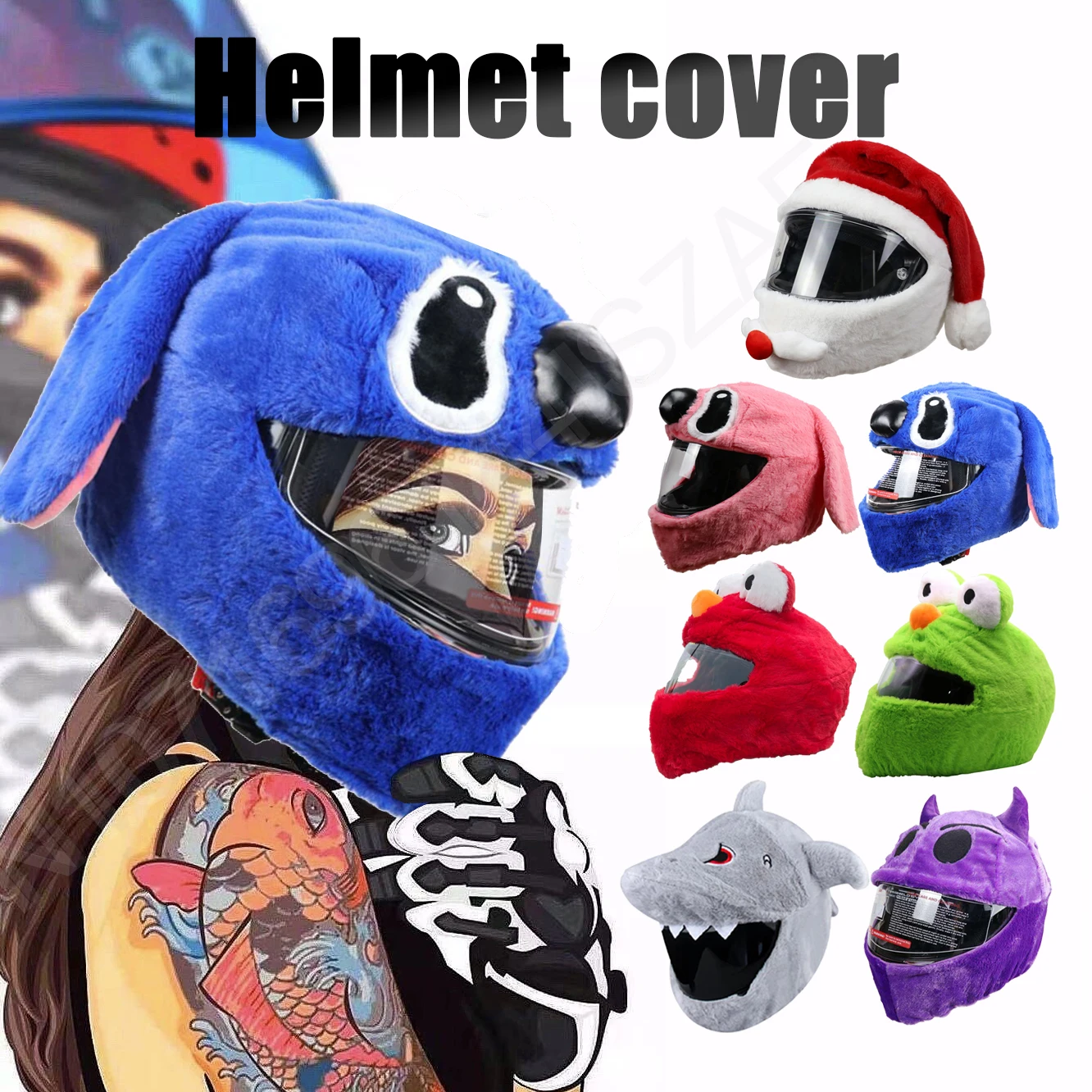 Christmas Motorcycle Helmet Cover Santa Claus Hat Full Face Funny