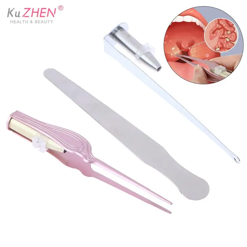 

1PCS Stainless Steel Tonsil Stone Removal Tool Bad Breath Household Oral Flat Conductor Absorber Cleaner With Led Light
