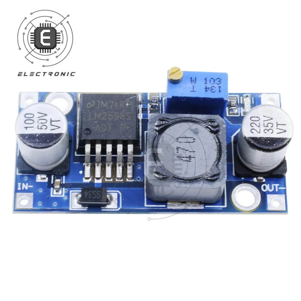 2 Moduli Convertitori DC-DC Step-down LM2596 Con Regolatore Tensione E Voltmetro LED