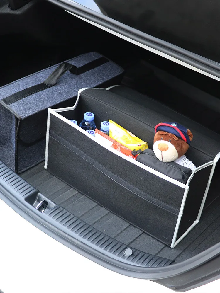 Boîte de rangement en feutre doux pour coffre de voiture, grand  compartiment antidérapant, sac à outils de stockage - AliExpress