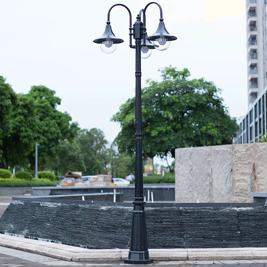 (H≈2.6M)European-Style Garden Lamp Street Lamp Outdoor Lamp Waterproof Household Double-Head High Pole Landscape Lamp