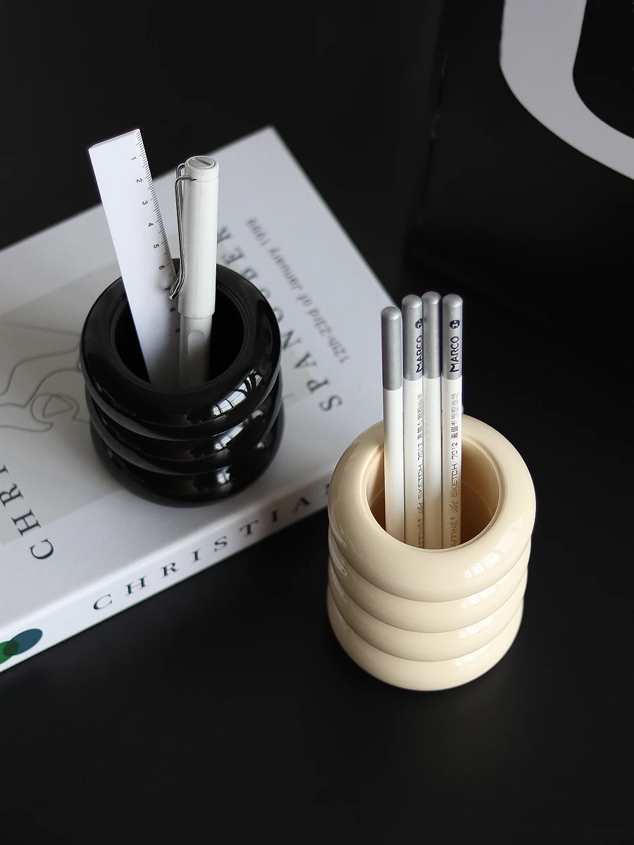 Epeiushome Nordic Ins Style Makeup Brush Storage Cartridge Brush Storage Box Resin Desktop Pen Storage Dressing Table 4