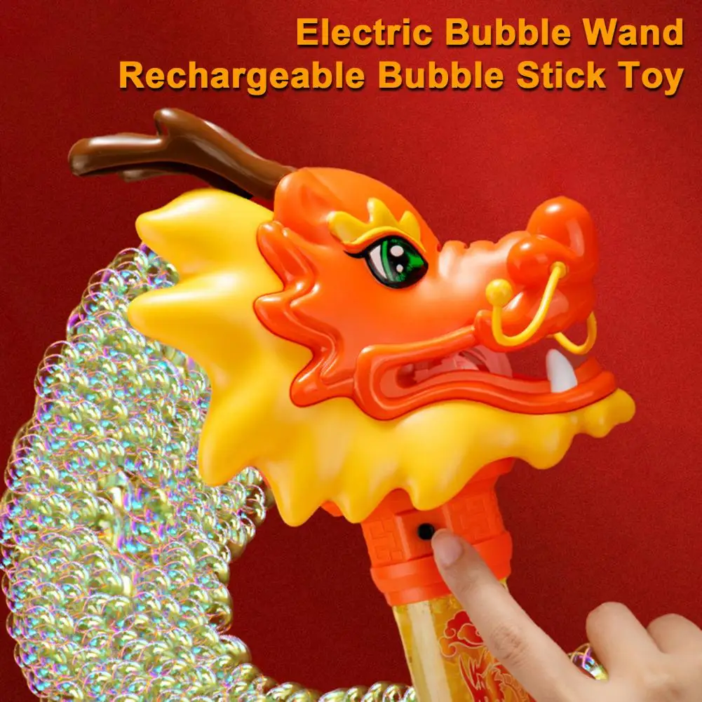 

Quick Foaming Bubble Stick Dragon Dance Bubble Stick Rechargeable Electric Bubble Wand Maker Machine Toy for Kids Light for New