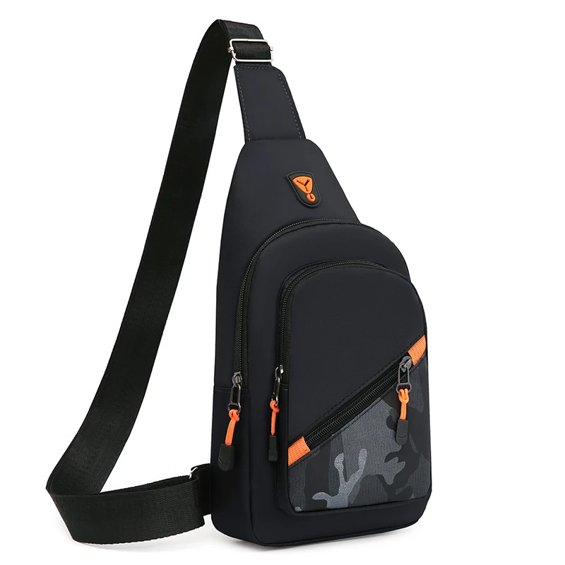 1 men's chest bag, portable shoulder bag, suitable for outdoor hiking, cycling, traveling, and trekking, with adjustable shoulde