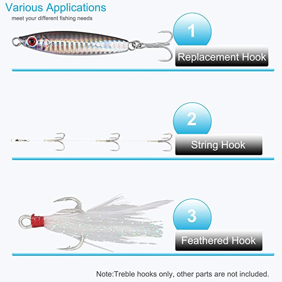 3X Treble Hooks Saltwater Big Game Fishing Hooks Ultra Strong High