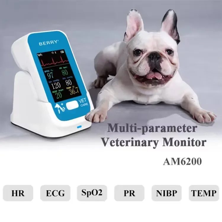 

BERRY Veterinary Equipment Pet Cat Dog Monitor With Bluetooth Ecg Hr Nibp Spo2 Pr Temp Multi-parameter Oximeter AM6200