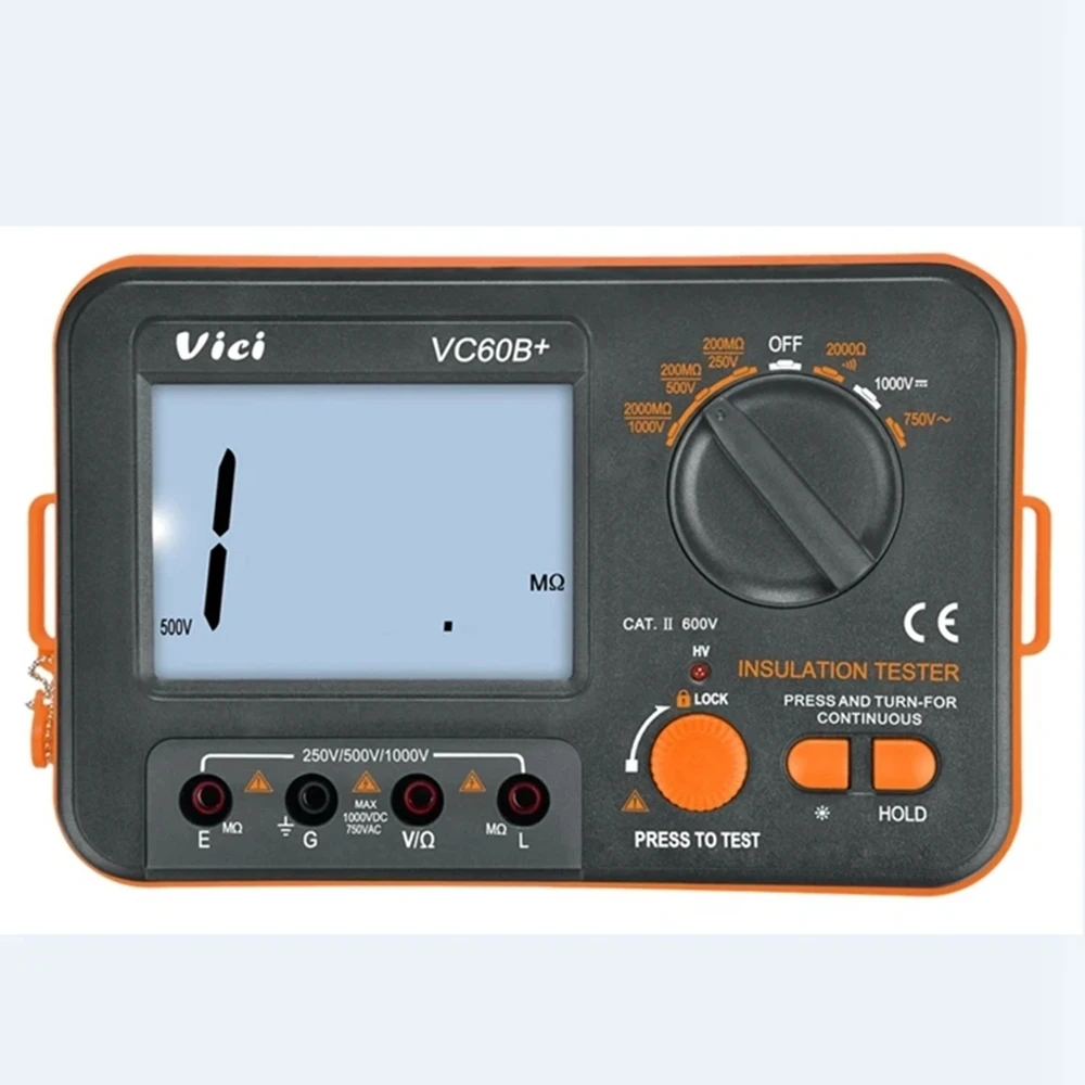 Testeur d'isolant numérique VC60B +, compteur mégohm, alarme d'entrée anti-haute tension et anti-court-circuit, 250V, 500V, 1000V