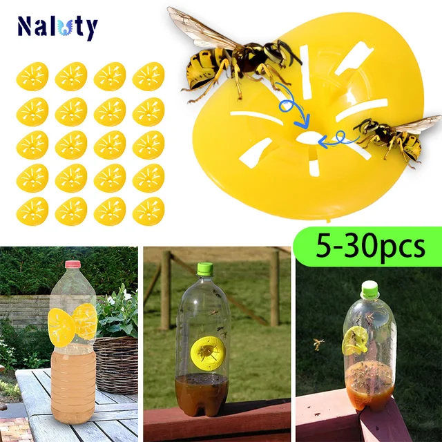 5-30 Darabos Újrafelhasználható Sárga Műanyag Méh Darázs Virág Alakú Repülõ Rovarok Tölcsér Csapda Kártevőirtó Gyilkos Otthon Kültér