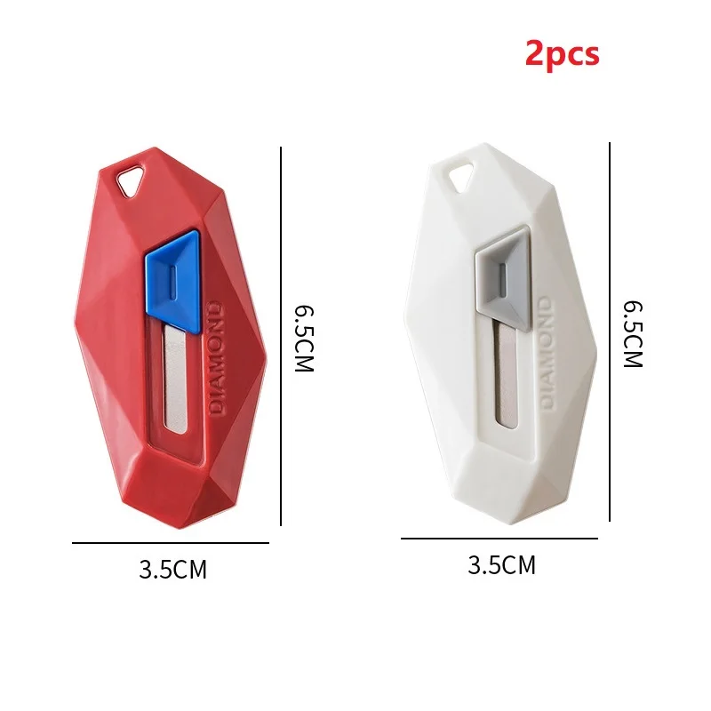 Box Cutter Anti-Stick Magnetic Mini Box Opener Utility Knife with Safe Round Tip Diamond Design Ideal for Parcels and Package Opening