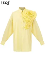 بلوزات نسائية IEQJ بطيات مزودة بأربطة على شكل زهور بأكمام طويلة وبلوزات فضفاضة بتصميم 2023 ملابس ربيع جديدة أنيقة 3WQ4289 1