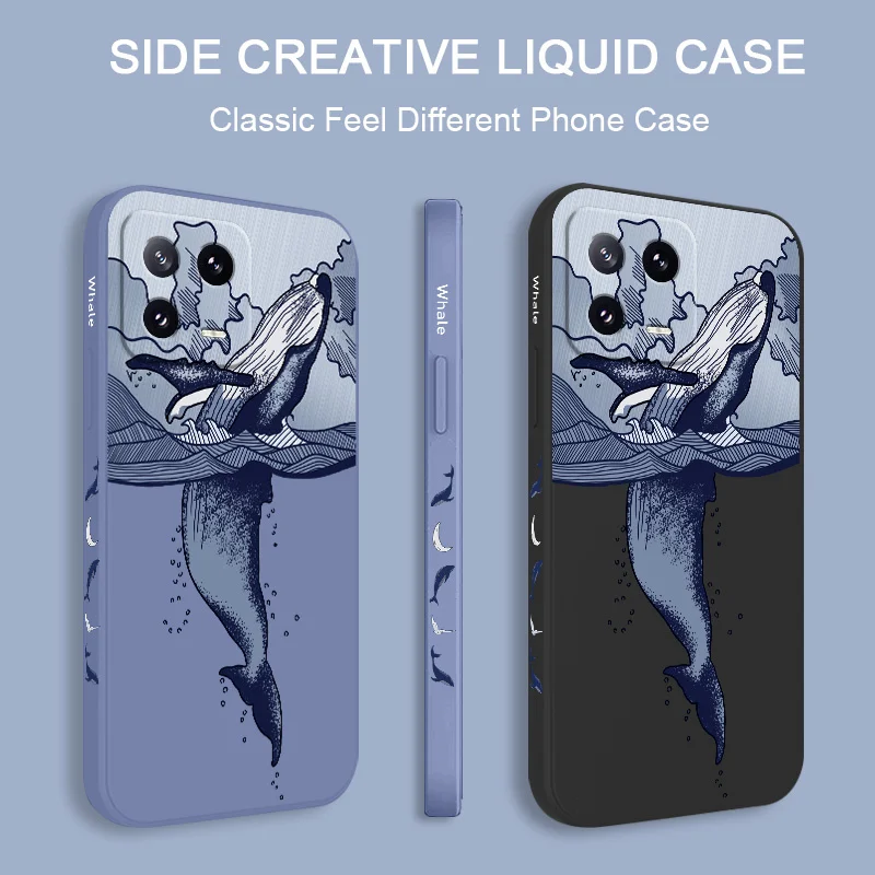 Whale Jumping Liquid Silicone Phone Case Cover