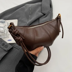 Luxury Velvet Zippered Shoulder Bag - Elegant Solid Color Crossbody Handbag (Coffee - PU)