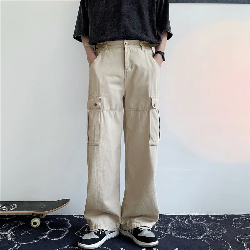 Baggy Beige Jeans Men Fashion Casual Oversized Wide Leg Jeans Men  Streetwear Korean Loose Straight Denim