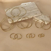 Stainless Steel 12-70mm Minimalist Big Circle Hoop Earrings for Women Trendy Gold Color Metal Smooth Round Earring Jewelry 4