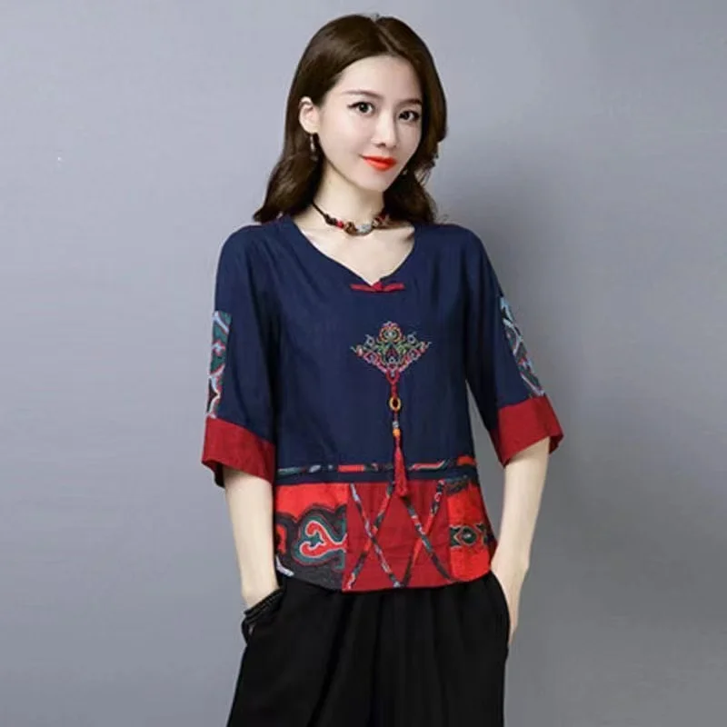 Chinese Costume Chinese Style Ladies Clothes Linen Clothing For Women Spring Summer New Hanfu Tang Suit Female Trend Vintage Top women chinese shirt women satin blouse women cheongsam waistcoat
