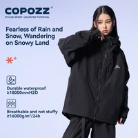 COPOZZ Thicken 3L Ski Jacket Men Women Windproof Waterproof Winter Ski Coat Ski Wear Solid Color Hooded Warm Snowboard Ski Suit 2