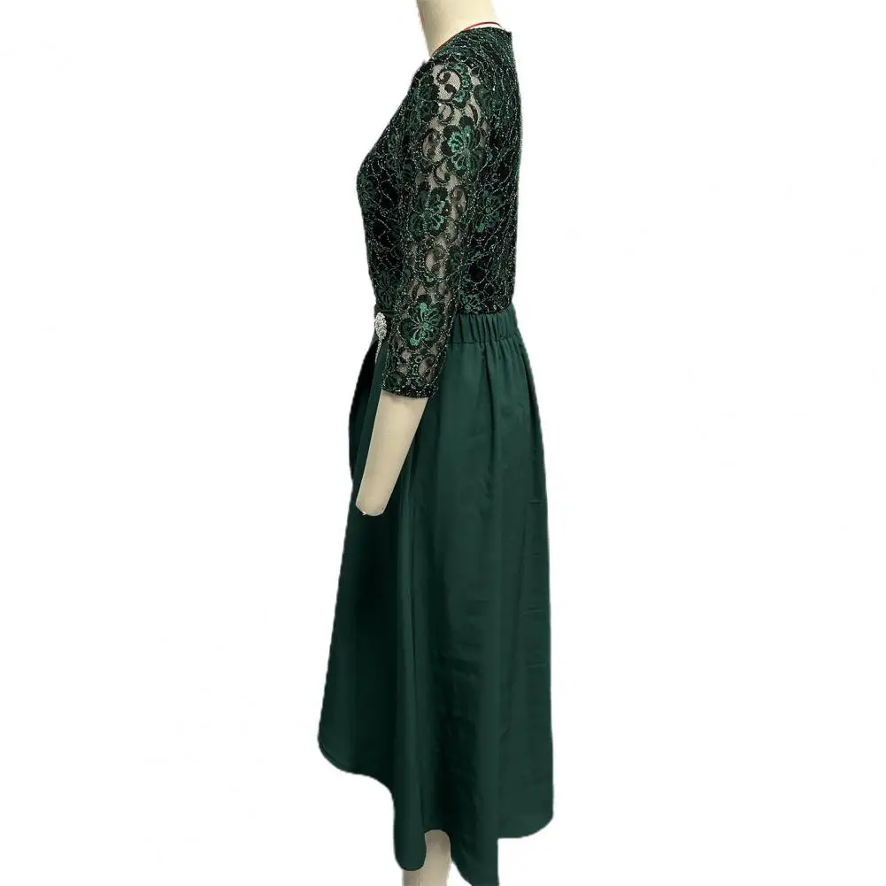 

Fine Lace Workmanship Dress Elegant Lace Dress Skirt Set Elegant Lace Ruffle Hem Prom Dress Set for Women High Waist Ankle